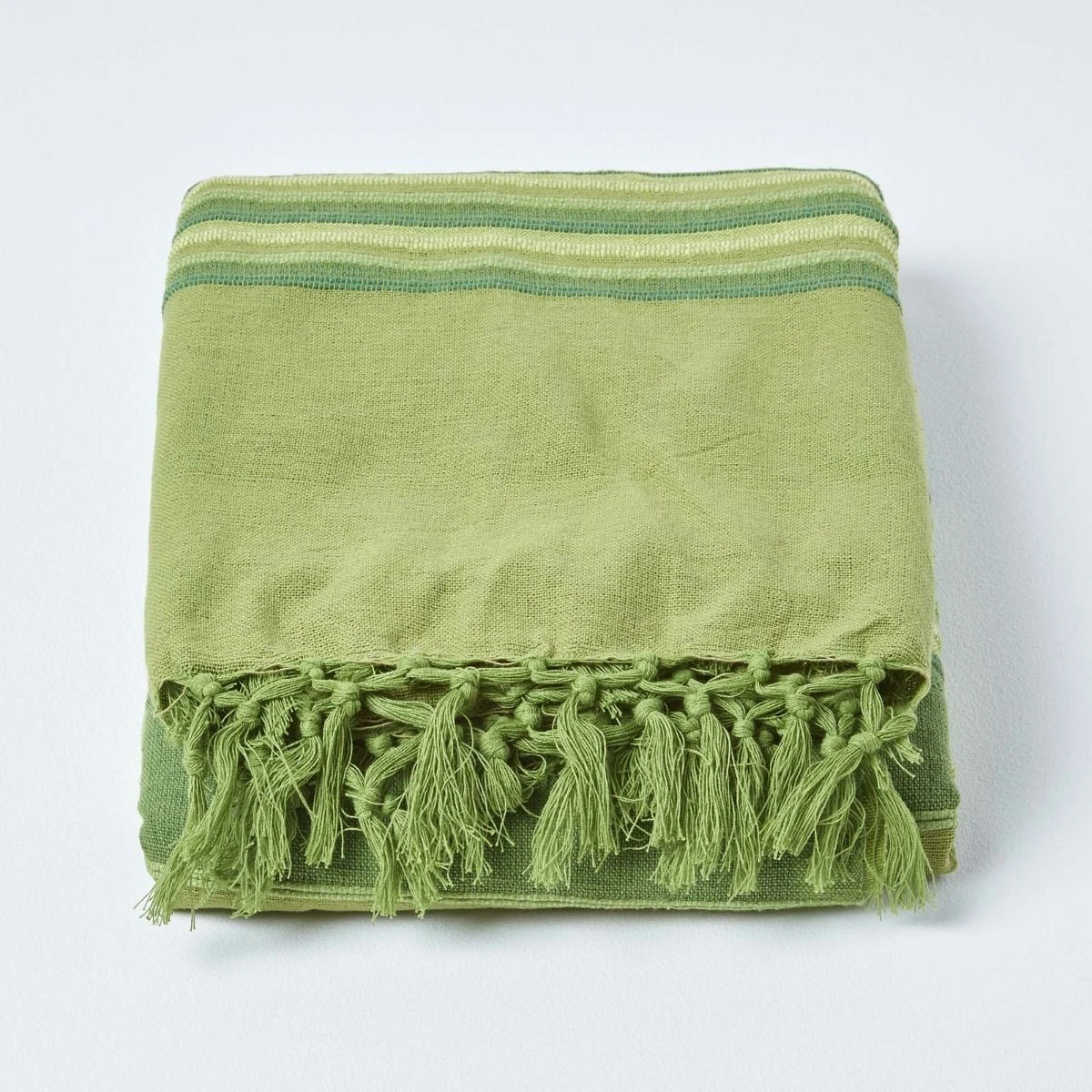 Cotton Morocco Striped Green Throw, 255 X 360 Cm 5 Cotton Morocco Striped Green Throw, 255 X 360 Cm - Image 3