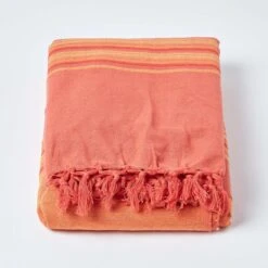 Cotton Morocco Striped Terracotta Throw, 255 X 360 Cm -Best Homeware Store 02 sf1168a morocco terracotta throw