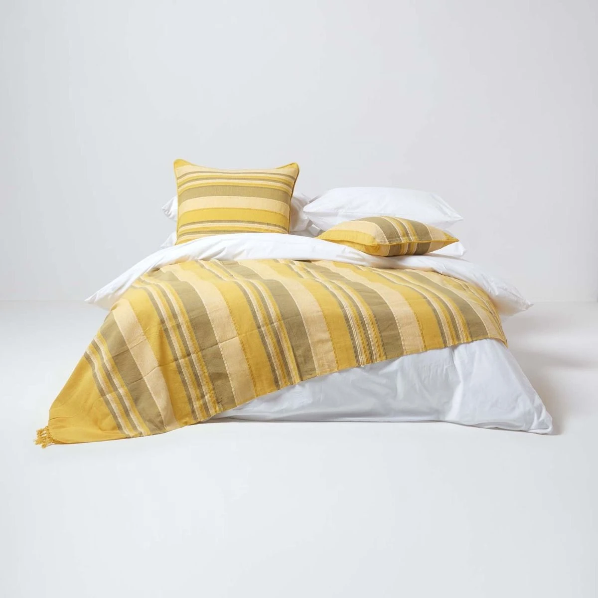 Cotton Morocco Striped Yellow Throw, 255 X 360 Cm 3 Cotton Morocco Striped Yellow Throw, 255 X 360 Cm