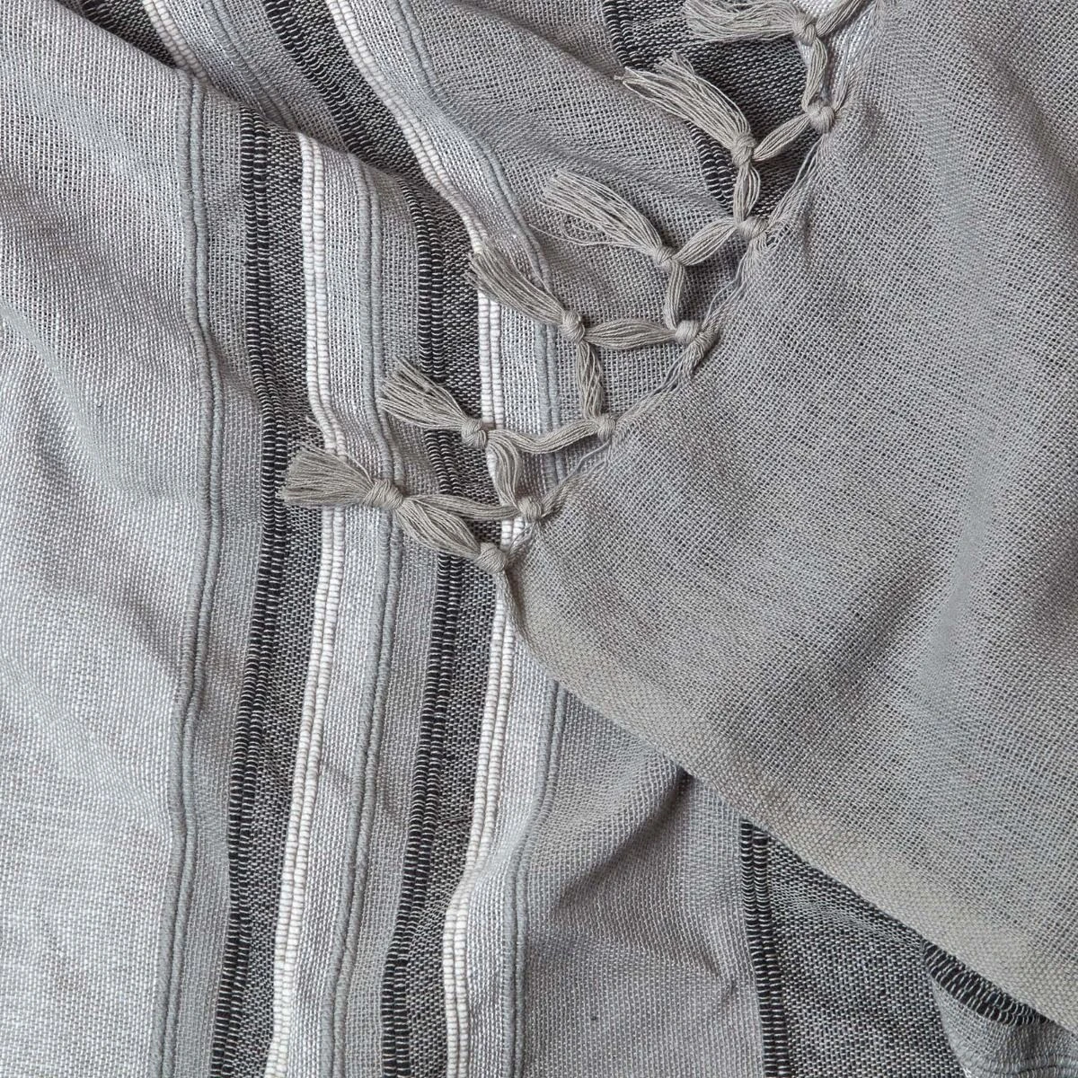 Cotton Morocco Striped Grey Throw, 255 X 360 Cm 7 Cotton Morocco Striped Grey Throw, 255 X 360 Cm - Image 5
