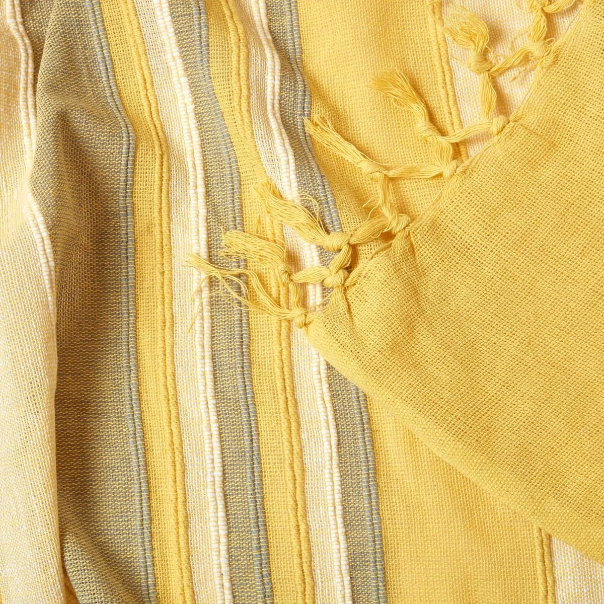Cotton Morocco Striped Yellow Throw, 255 X 360 Cm 7 Cotton Morocco Striped Yellow Throw, 255 X 360 Cm - Image 5