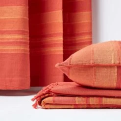 Cotton Morocco Striped Terracotta Throw, 255 X 360 Cm -Best Homeware Store 06 sf1168a morocco terracotta throw