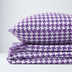 Houndstooth 100% Cotton Bedspread Throw Purple -Best Homeware Store 06 sf1300 houndstooth purple throw