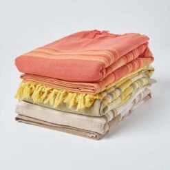 Cotton Morocco Striped Terracotta Throw, 255 X 360 Cm -Best Homeware Store 07 sf1168a morocco terracotta throw