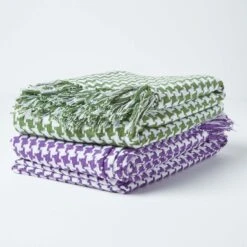 Houndstooth 100% Cotton Bedspread Throw Purple -Best Homeware Store 07 sf1300 houndstooth purple throw