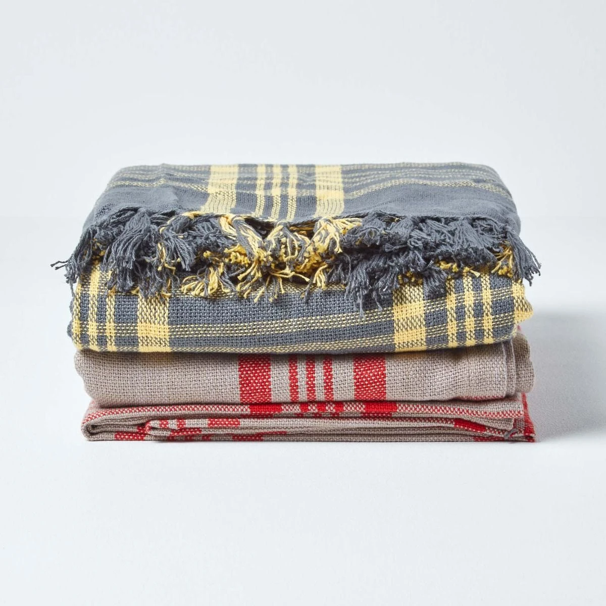 Grey & Red Tartan Check Sofa And Bed Throw 9 Grey & Red Tartan Check Sofa And Bed Throw - Image 7