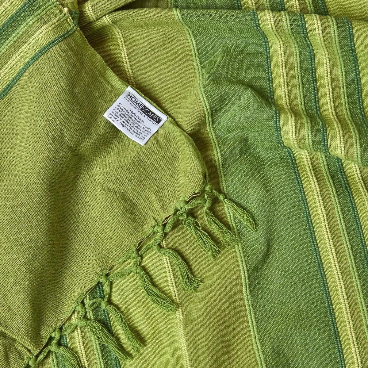 Cotton Morocco Striped Green Throw, 255 X 360 Cm 10 Cotton Morocco Striped Green Throw, 255 X 360 Cm - Image 8