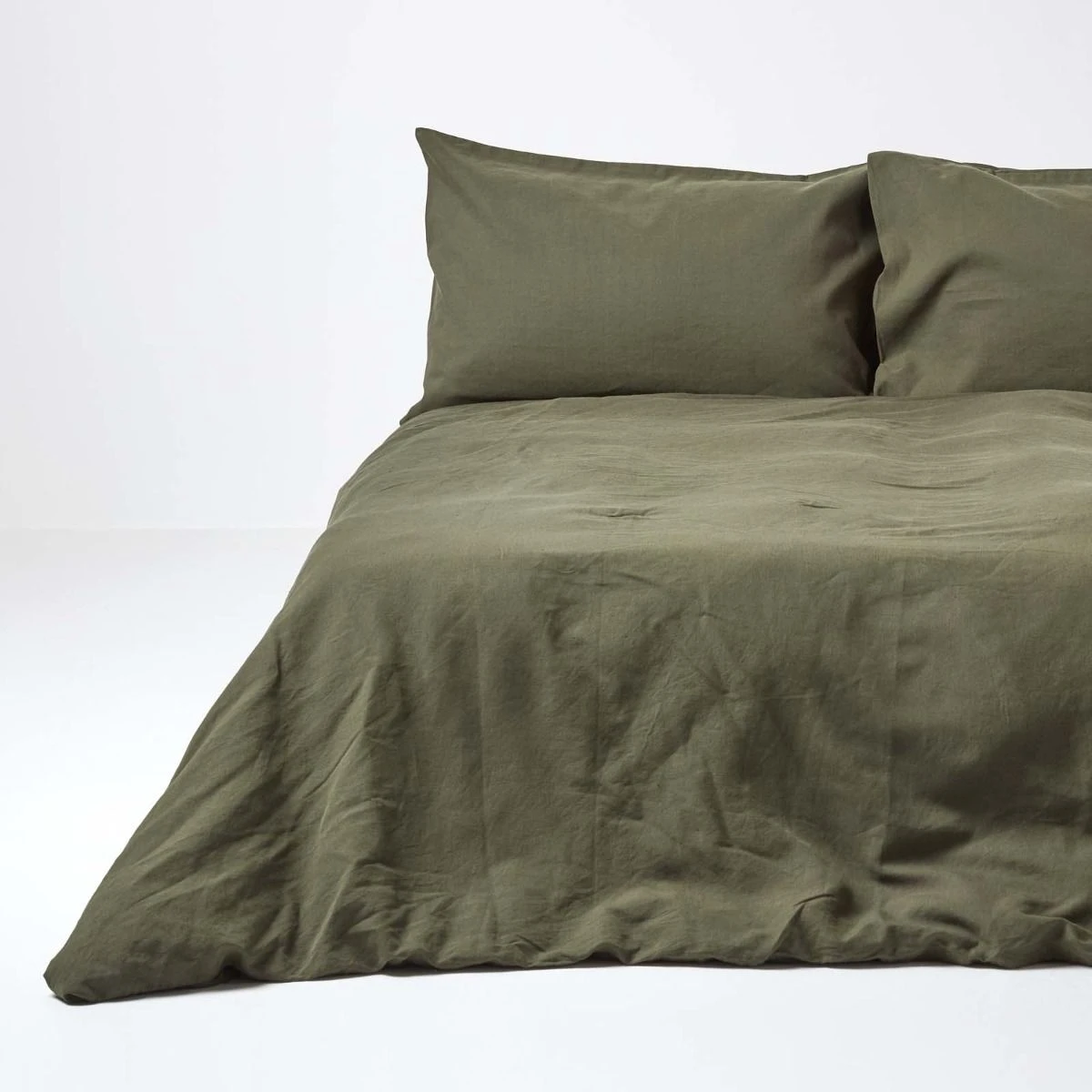 Khaki Green European Size Linen Duvet Cover Set 3 Khaki Green European Size Linen Duvet Cover Set