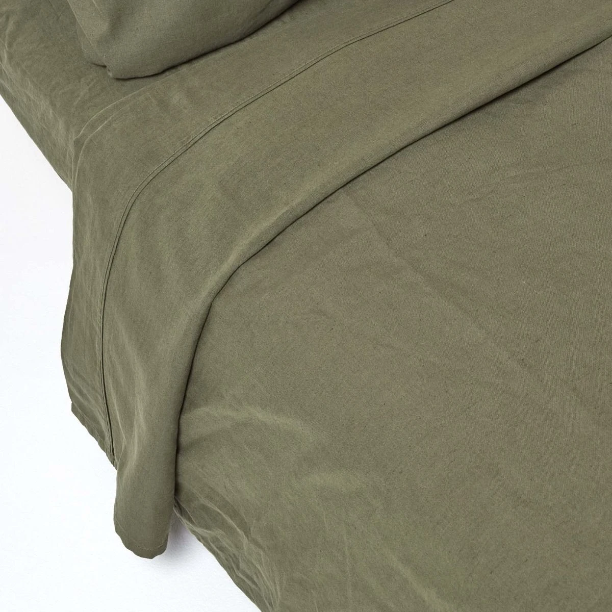 Khaki Green European Size Linen Flat Sheet 3 Khaki Green European Size Linen Flat Sheet