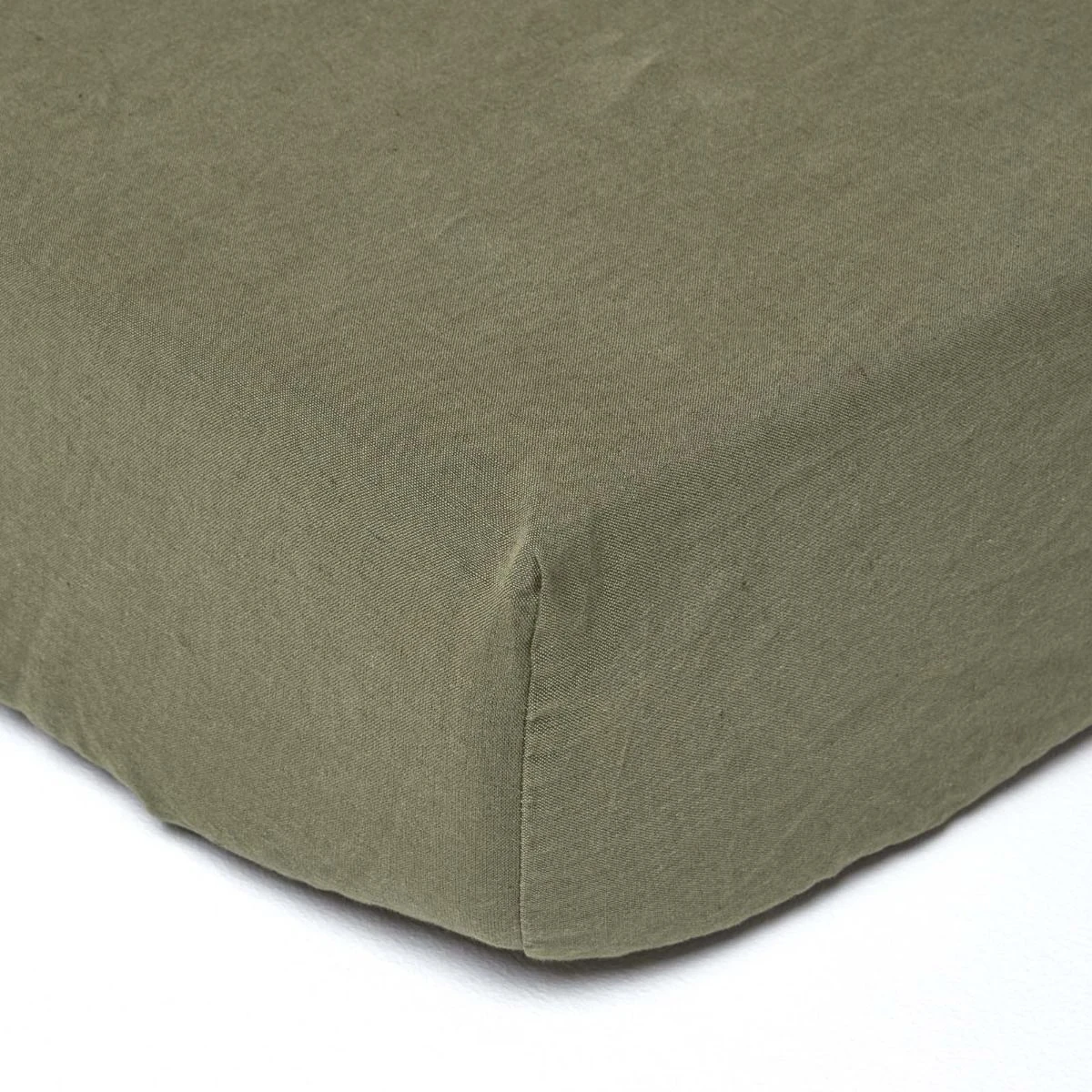 Khaki Green Linen Fitted Sheet 3 Khaki Green Linen Fitted Sheet