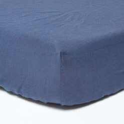 Navy Blue Linen Deep Fitted Sheet
