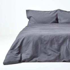 Dark Grey Linen Duvet Cover Set