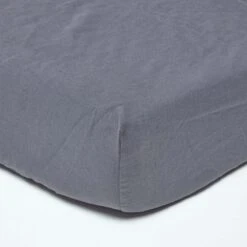 Dark Grey European Size Linen Fitted Sheet