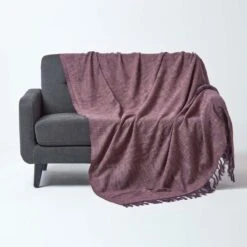 Nirvana Slub Cotton Mauve Throw