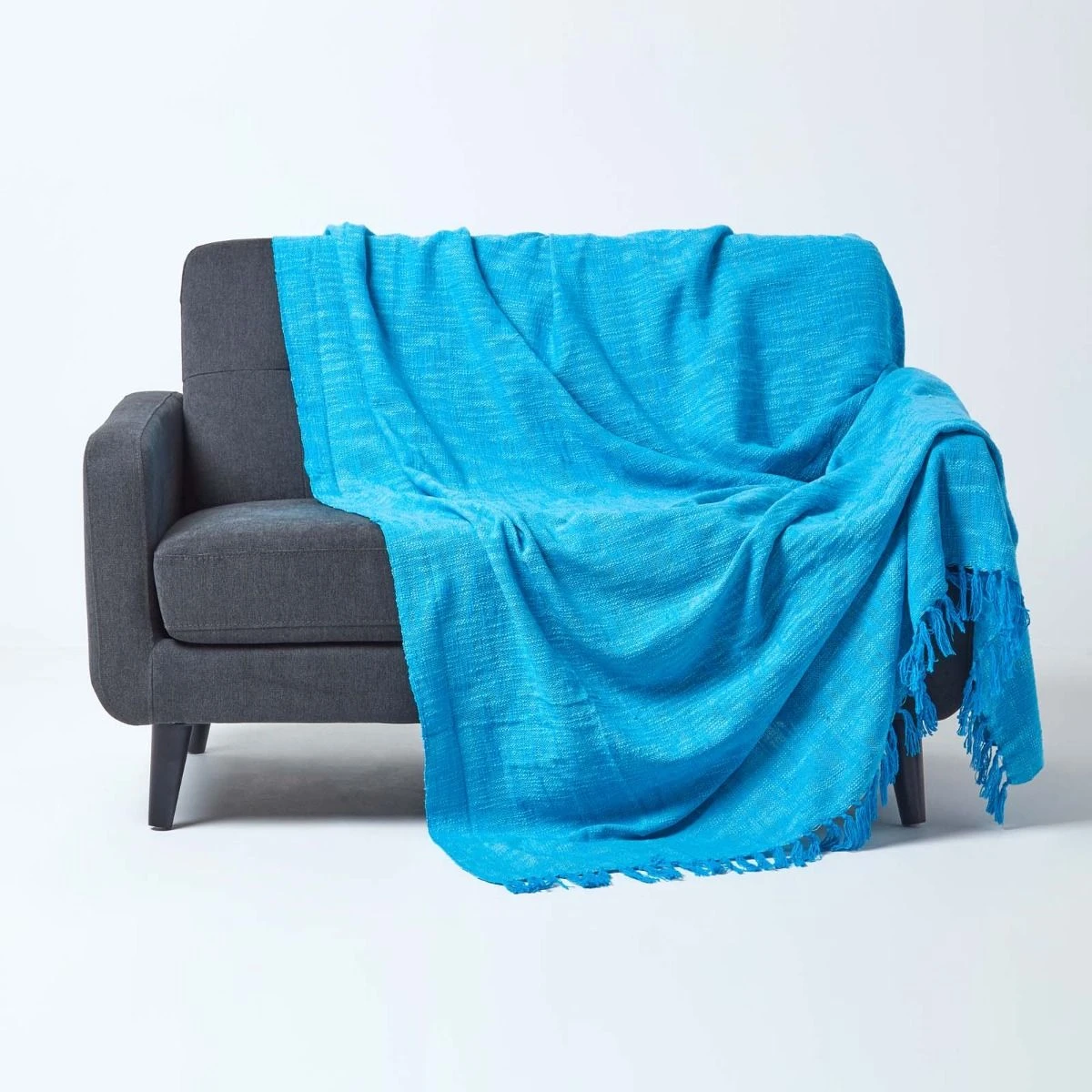Nirvana Slub Cotton Teal Throw 3 Nirvana Slub Cotton Teal Throw