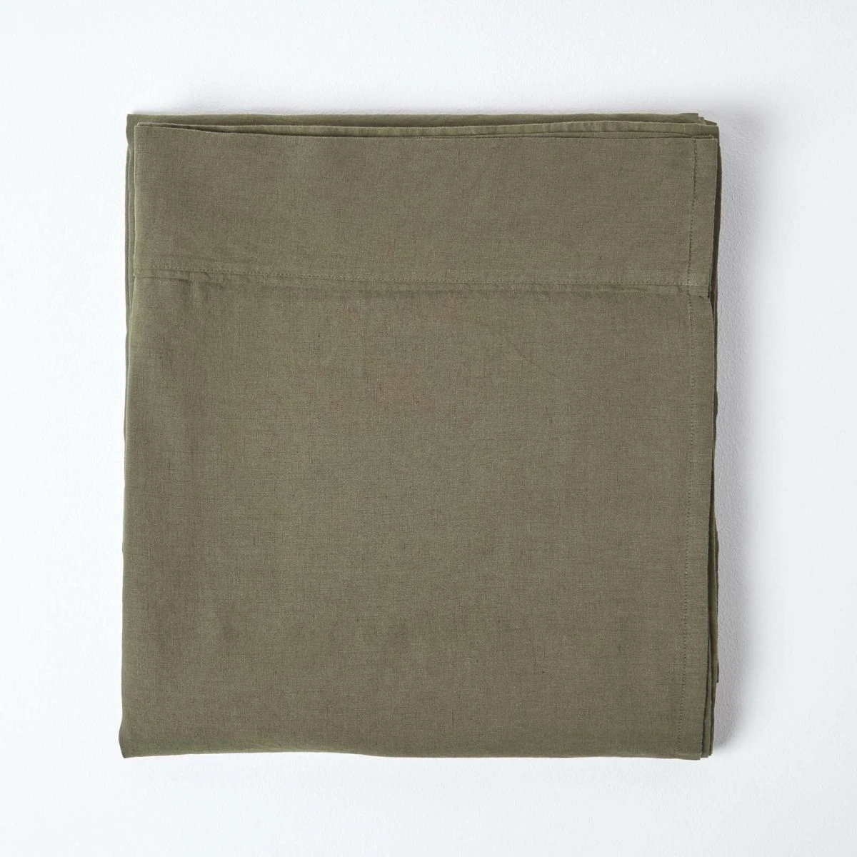Khaki Green European Size Linen Flat Sheet 4 Khaki Green European Size Linen Flat Sheet - Image 2