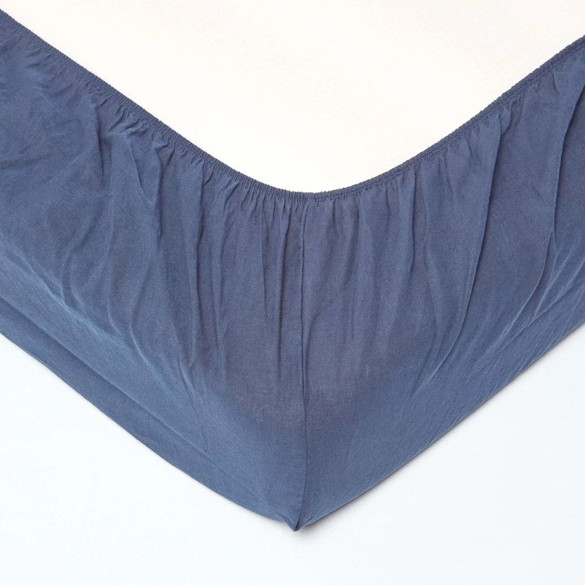 Navy Blue Linen Deep Fitted Sheet 4 Navy Blue Linen Deep Fitted Sheet - Image 2