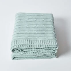 Cotton Cable Knit Duck Egg Blue Throw 13 Cotton Cable Knit Duck Egg Blue Throw -Best Homeware Store 2 sf1157 cotton cable knit throw blue 1 2