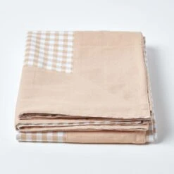 Cotton Gingham Check Beige Throw, 150 X 200 Cm -Best Homeware Store 2 sf1160a cotton gingham check beige throw 1 1