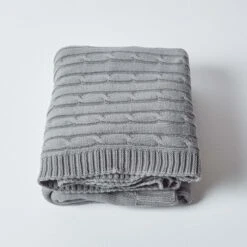 Cotton Cable Knit Grey Throw 13 Cotton Cable Knit Grey Throw -Best Homeware Store 2 sf1377 cotton cable knit grey throw