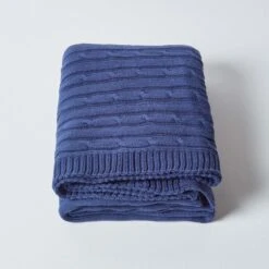 Cotton Cable Knit Navy Blue Throw 13 Cotton Cable Knit Navy Blue Throw -Best Homeware Store 2 sf1378 cotton cable knit throw navy blue