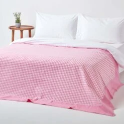 Cotton Gingham Check Pink Throw 11 Cotton Gingham Check Pink Throw -Best Homeware Store 3 sf1162a cotton gingham check pink throw 1 1