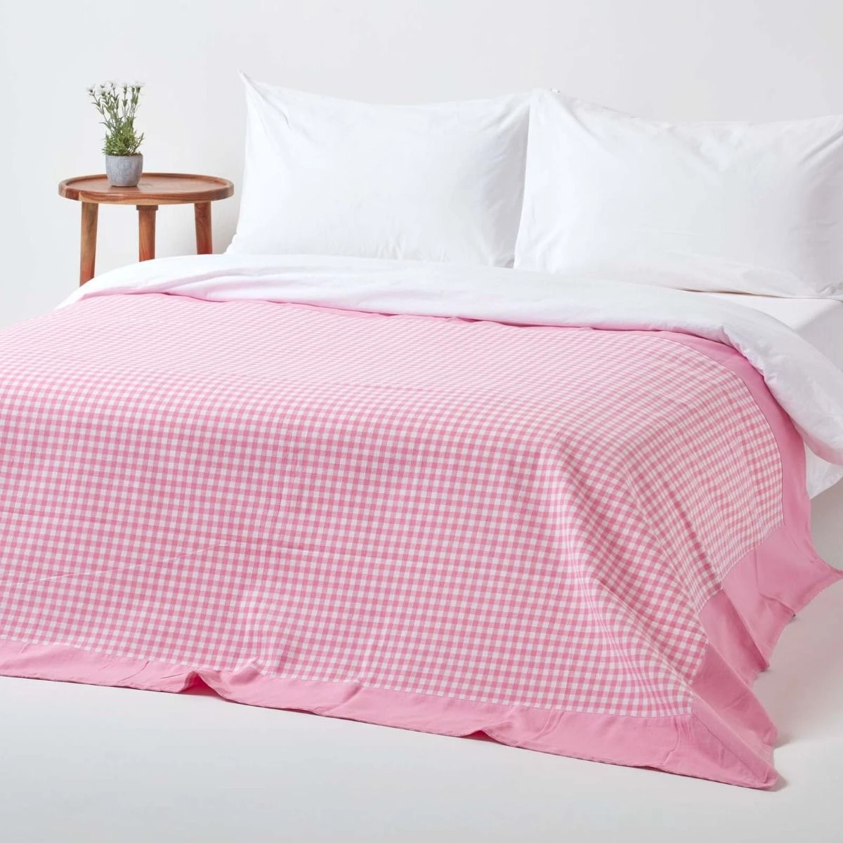 Cotton Gingham Check Pink Throw 5 Cotton Gingham Check Pink Throw - Image 3