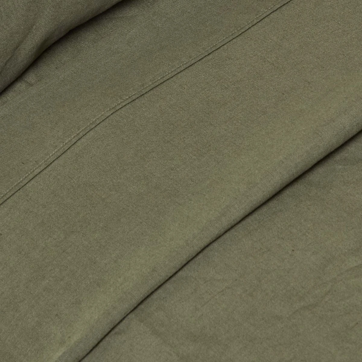 Khaki Green European Size Linen Flat Sheet 6 Khaki Green European Size Linen Flat Sheet - Image 4