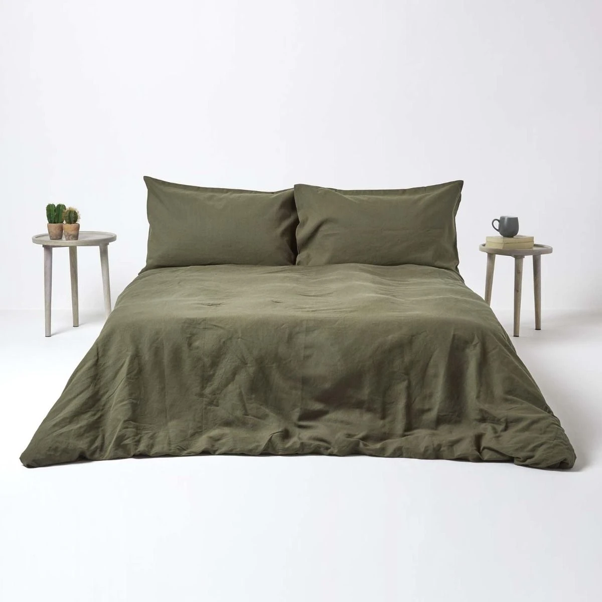 Khaki Green Linen Fitted Sheet 6 Khaki Green Linen Fitted Sheet - Image 4