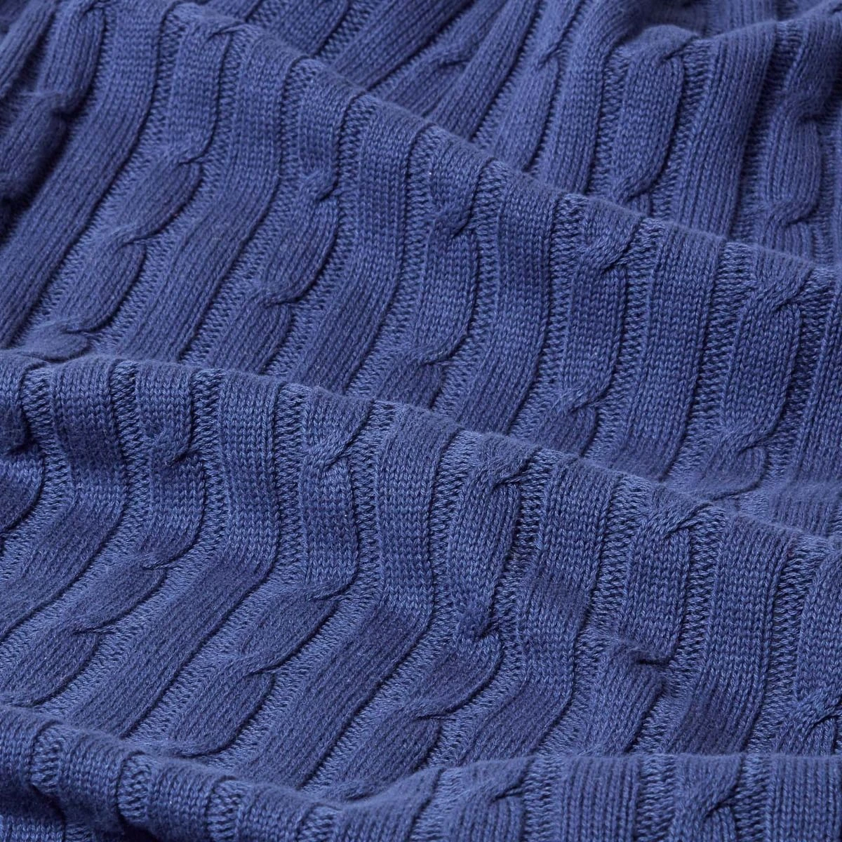 Cotton Cable Knit Navy Blue Throw 7 Cotton Cable Knit Navy Blue Throw - Image 5
