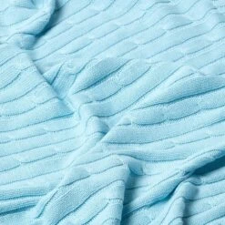 Cotton Cable Knit Pastel Blue Throw 15 Cotton Cable Knit Pastel Blue Throw -Best Homeware Store 4 sf1595 cotton cable knit pastel blue throw 3
