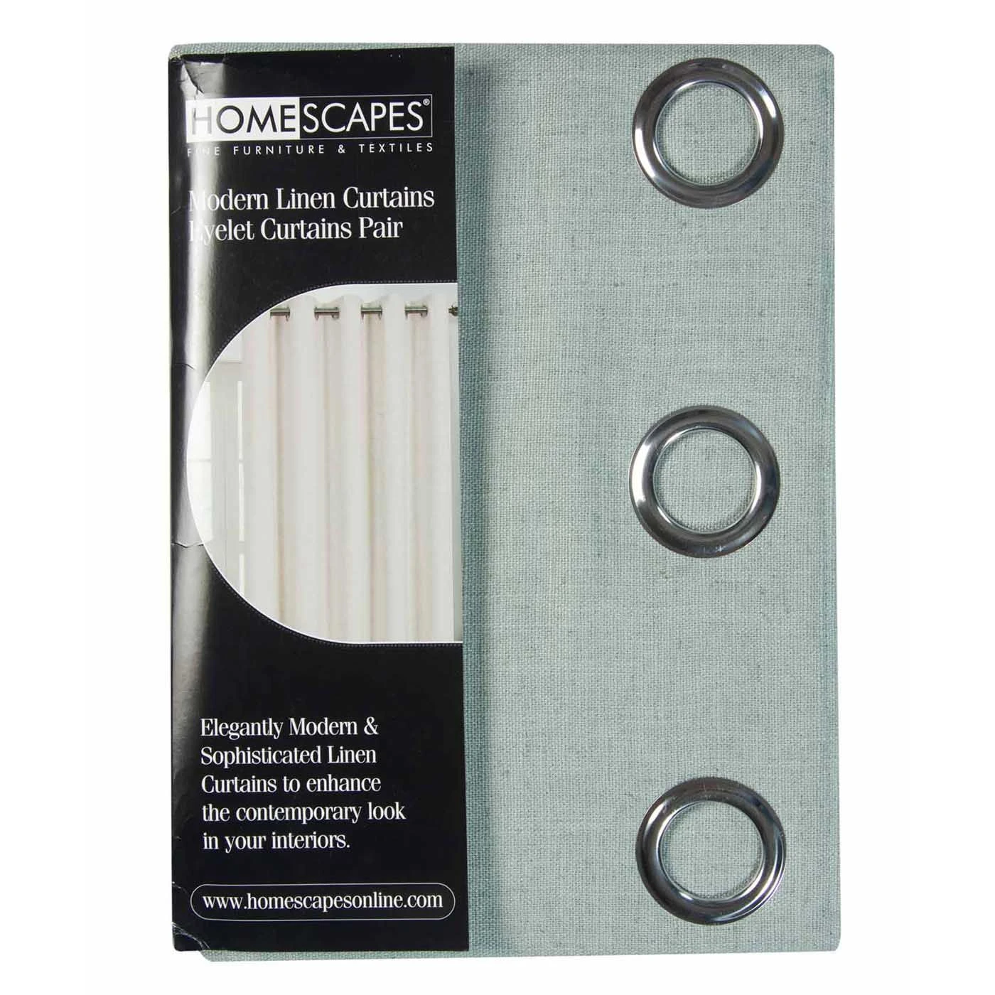 Duck Egg Blue Linen Eyelet Lined Curtain Pair 7 Duck Egg Blue Linen Eyelet Lined Curtain Pair - Image 5