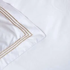Plain White Duvet Cover Set With Gold Border 11 Plain White Duvet Cover Set With Gold Border -Best Homeware Store 5 bl1621 duvet cover set gold border 3