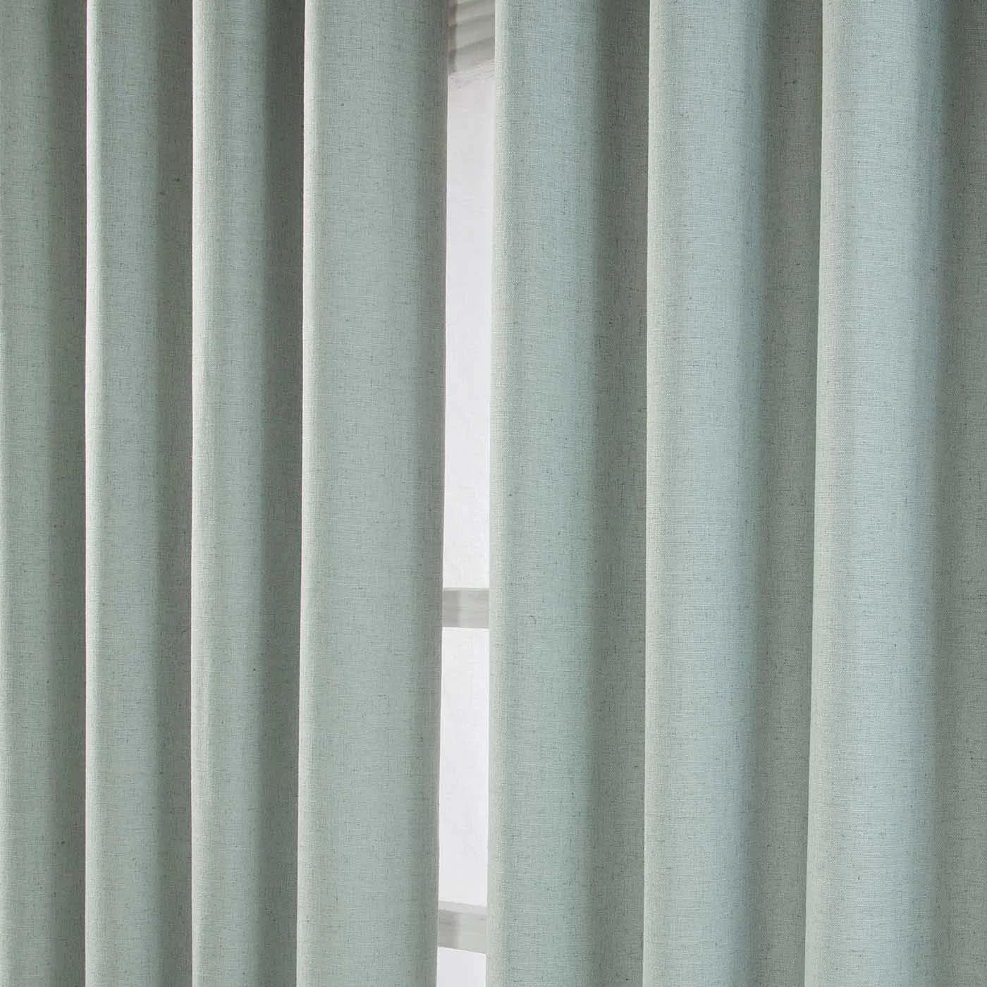 Duck Egg Blue Linen Eyelet Lined Curtain Pair 5 Duck Egg Blue Linen Eyelet Lined Curtain Pair - Image 3