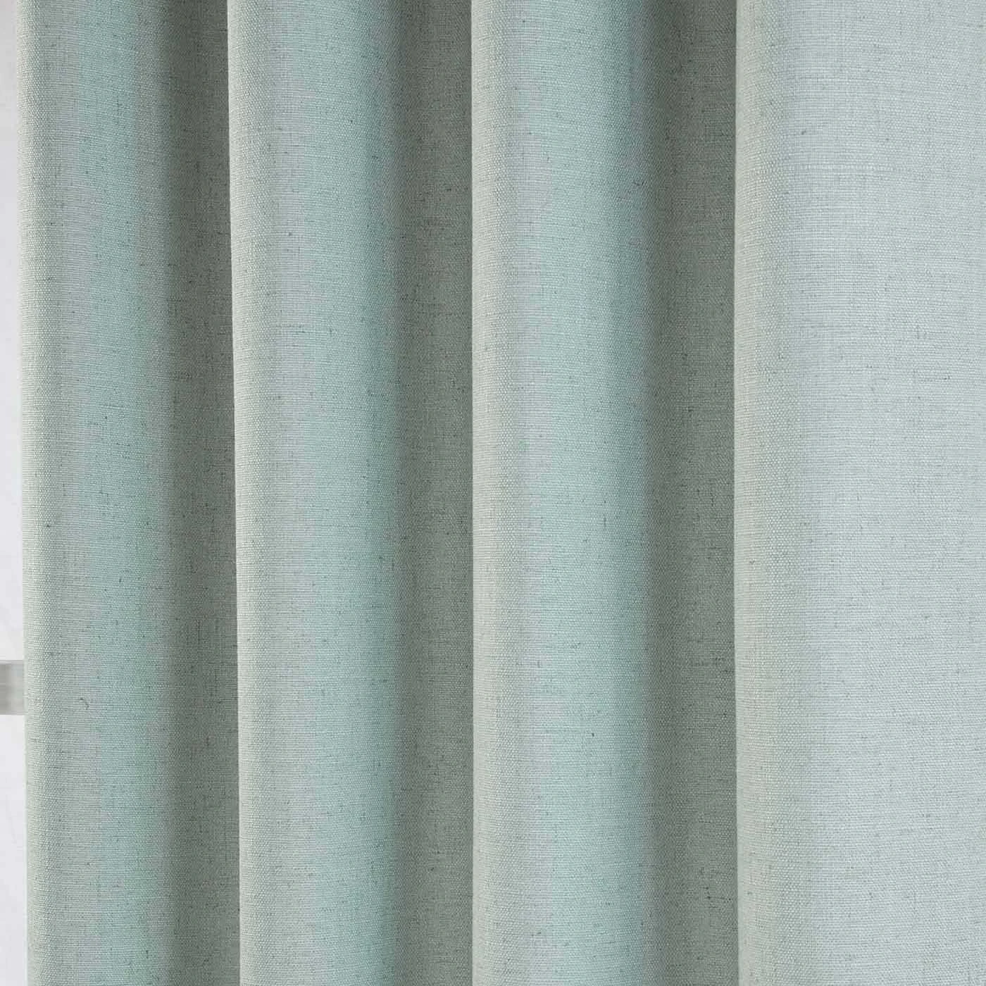 Duck Egg Blue Linen Eyelet Lined Curtain Pair 6 Duck Egg Blue Linen Eyelet Lined Curtain Pair - Image 4