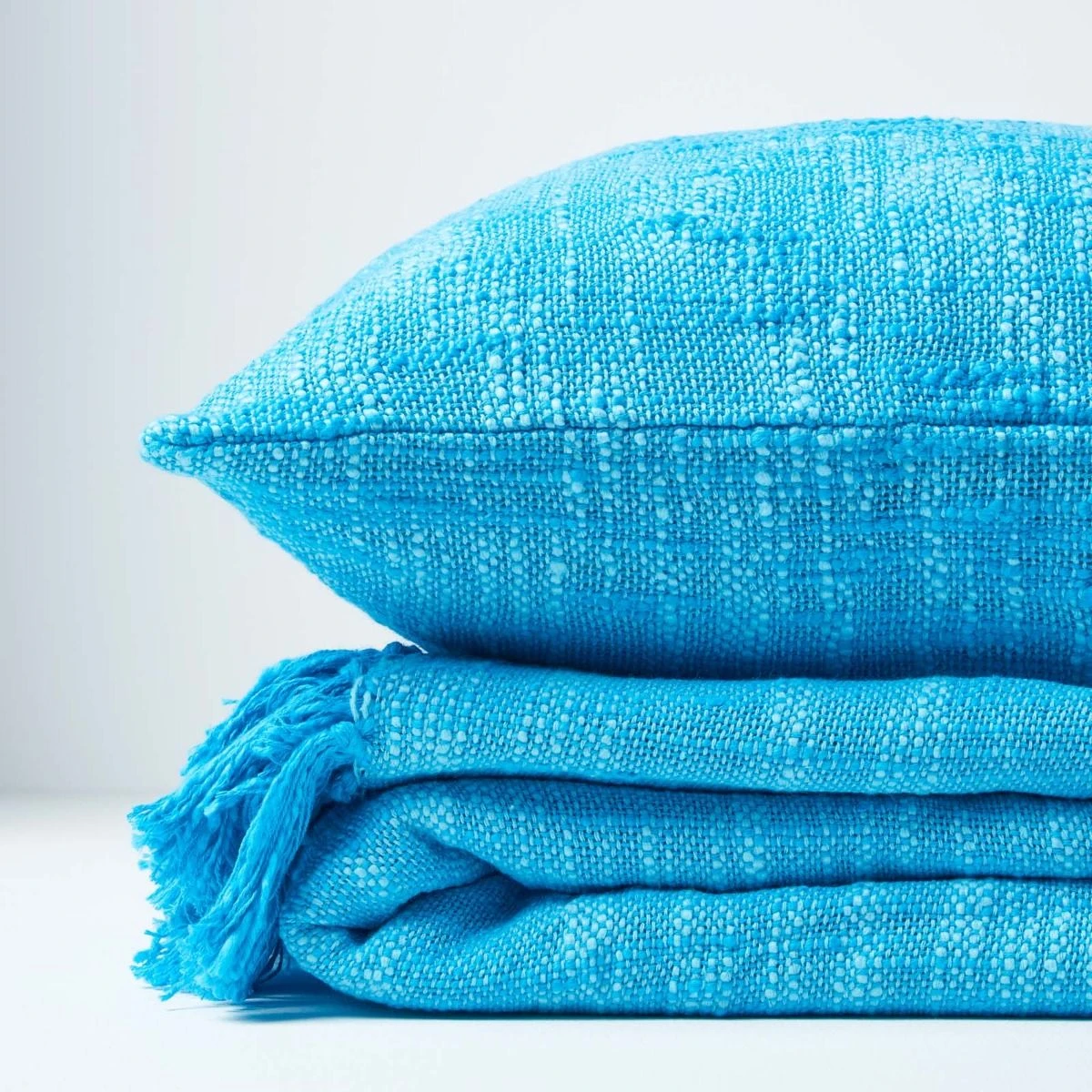 Nirvana Slub Cotton Teal Throw 8 Nirvana Slub Cotton Teal Throw - Image 6