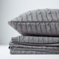 Cotton Cable Knit Grey Throw 17 Cotton Cable Knit Grey Throw -Best Homeware Store 6 sf1377 cotton cable knit grey throw