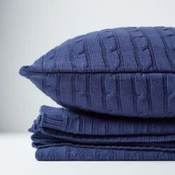 Cotton Cable Knit Navy Blue Throw 17 Cotton Cable Knit Navy Blue Throw -Best Homeware Store 6 sf1378 cotton cable knit throw navy blue 1