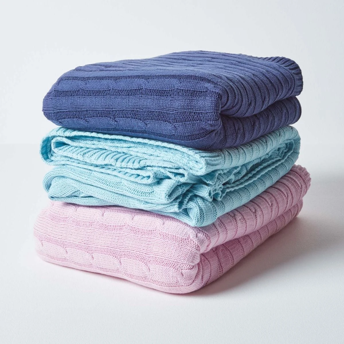 Cotton Cable Knit Navy Blue Throw 10 Cotton Cable Knit Navy Blue Throw - Image 8