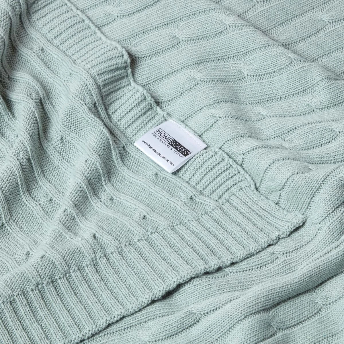 Cotton Cable Knit Duck Egg Blue Throw 11 Cotton Cable Knit Duck Egg Blue Throw - Image 9