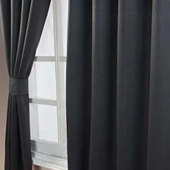Best Homeware Store -Best Homeware Store Black Herringbone Chevron Blackout Thermal Curtains Pair Eyelet Style 2