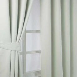 Ivory Herringbone Chevron Blackout Thermal Curtains Pair Eyelet Style