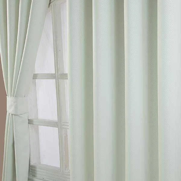Ivory Herringbone Chevron Blackout Thermal Curtains Pair Eyelet Style 4 Ivory Herringbone Chevron Blackout Thermal Curtains Pair Eyelet Style - Image 2