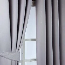 Grey Herringbone Chevron Blackout Thermal Curtains Pair Eyelet Style