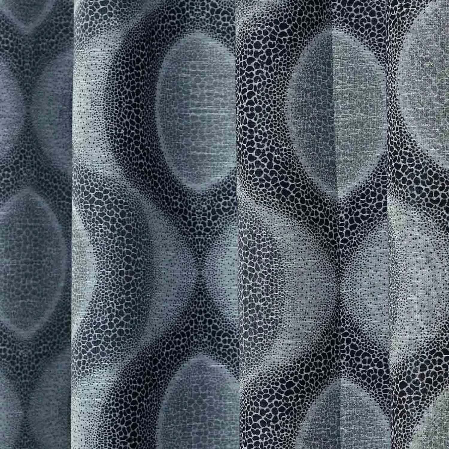 Blue Jacquard Curtain Modern Curve Design Fully Lined With Tie Backs 7 Blue Jacquard Curtain Modern Curve Design Fully Lined With Tie Backs - Image 5