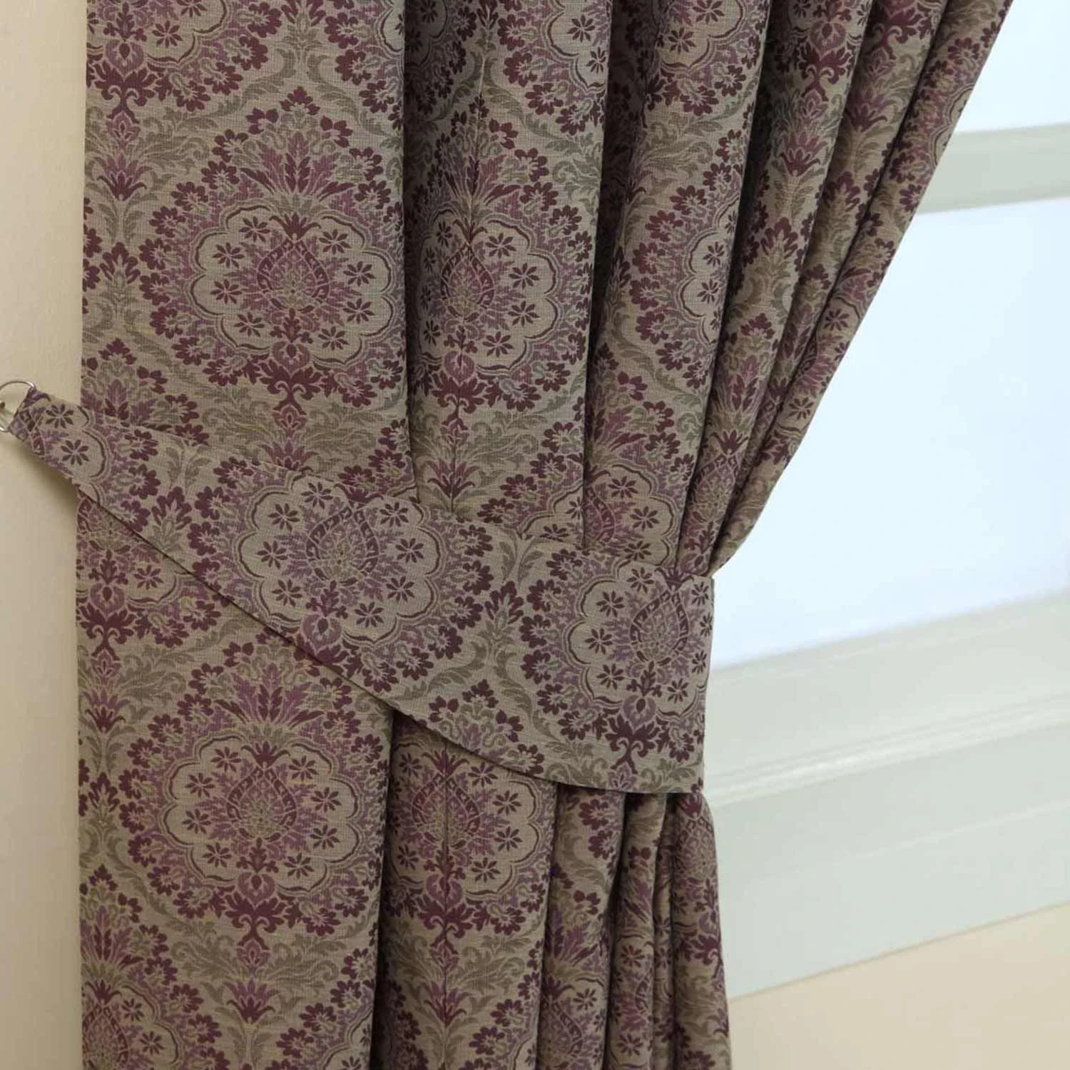 Purple Jacquard Curtain Floral Damask Design Fully Lined 5 Purple Jacquard Curtain Floral Damask Design Fully Lined - Image 3