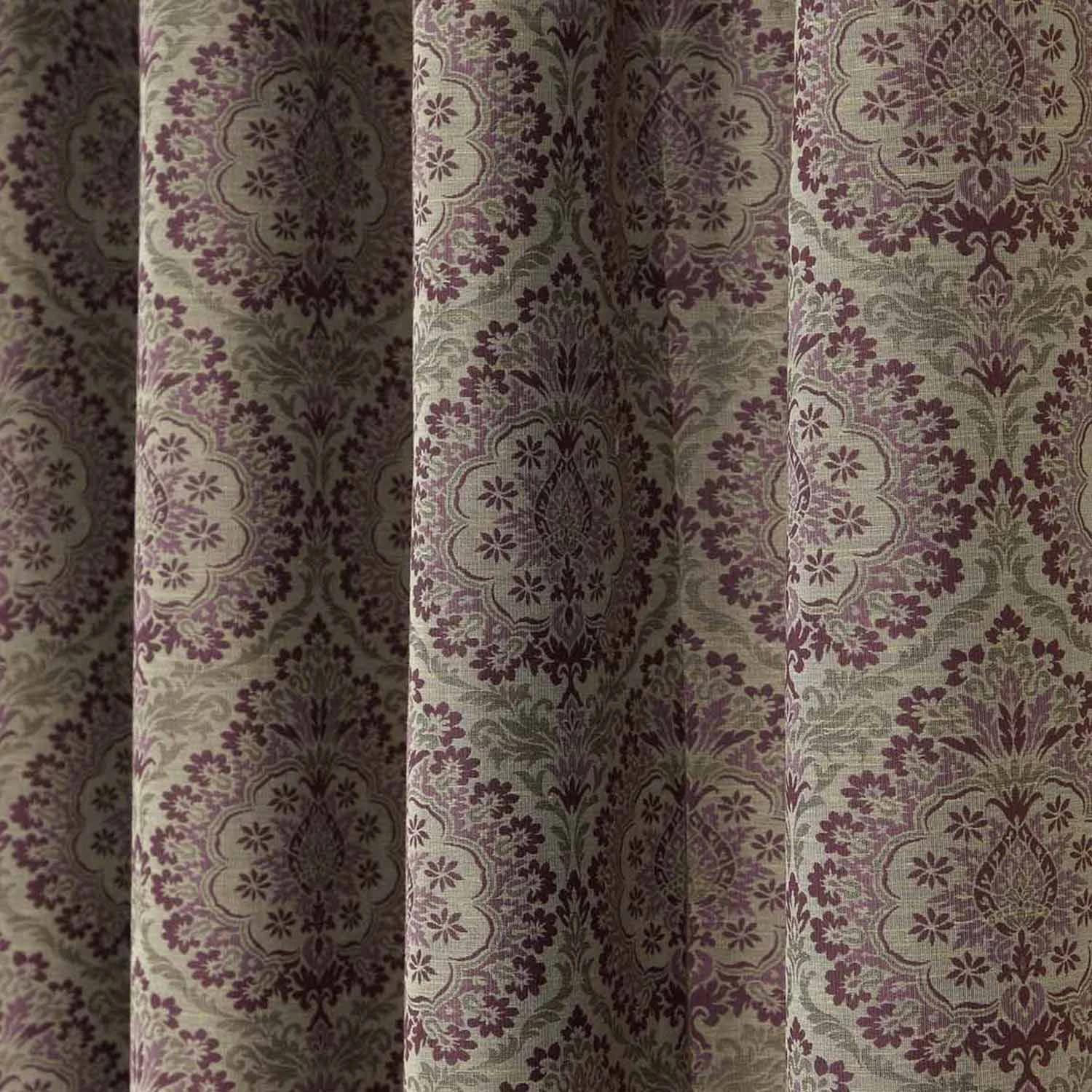 Purple Jacquard Curtain Floral Damask Design Fully Lined 6 Purple Jacquard Curtain Floral Damask Design Fully Lined - Image 4