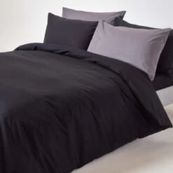 Black Egyptian Cotton Duvet Cover With Pillowcases 200 Thread Count 13 Black Egyptian Cotton Duvet Cover With Pillowcases 200 Thread Count -Best Homeware Store bl1128 06