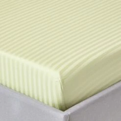 Sage Green Egyptian Cotton Satin Stripe Fitted Sheet 330 Thread Count
