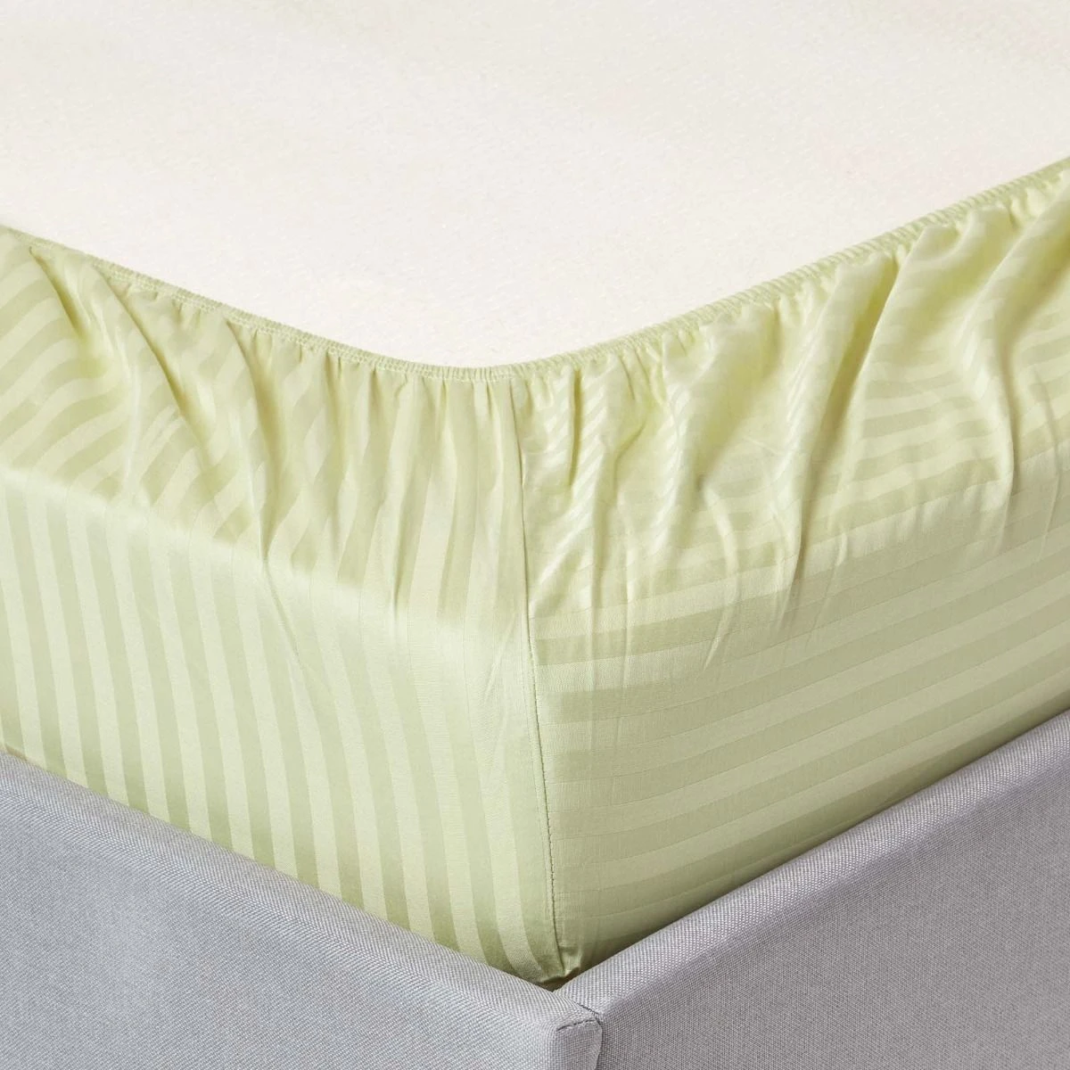 Sage Green Egyptian Cotton Satin Stripe Fitted Sheet 330 Thread Count 4 Sage Green Egyptian Cotton Satin Stripe Fitted Sheet 330 Thread Count - Image 2